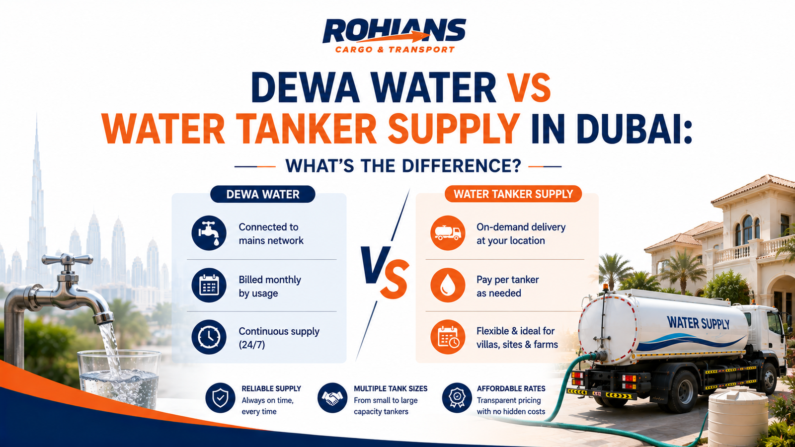 DEWA Water vs Water Tanker Supply in Dubai: What's the Difference?